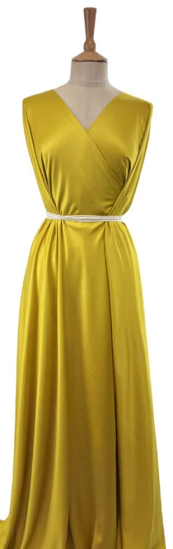 Satin Crepe - Gold 9 Satin Crepe - Gold -Croft Mill Store satin crepe gold polyester dress fabric mannequin