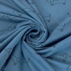 Sausage Dog Jersey – Denim -Croft Mill Store sausage dog jersey denim cotton elastane oeko tex jersey fabric cud