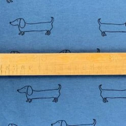 Sausage Dog Jersey – Denim -Croft Mill Store sausage dog jersey denim cotton elastane oeko tex jersey fabric s