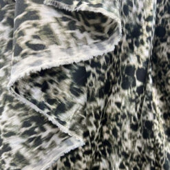 Silky Satin - Animal Olive 8 Silky Satin - Animal Olive -Croft Mill Store silky satin animal olive leopard print polyester spandex dress fabric drape