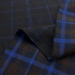 Skyline 6 Skyline -Croft Mill Store skyline italian polyester wool brown blue check heavy coating fabric fold