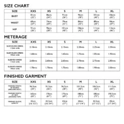 Tessuti - Sophie Dress Pattern (AUS XXS-XL) 15 Tessuti - Sophie Dress Pattern (AUS XXS-XL) -Croft Mill Store sohie dress pattern tessuti size chart