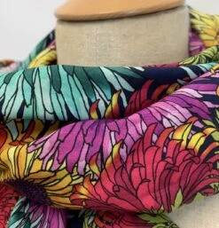 Splendour - Suni 7 Splendour - Suni -Croft Mill Store splendour suni cotton lawn fabric multicoloured floral sunflowers scarf close up