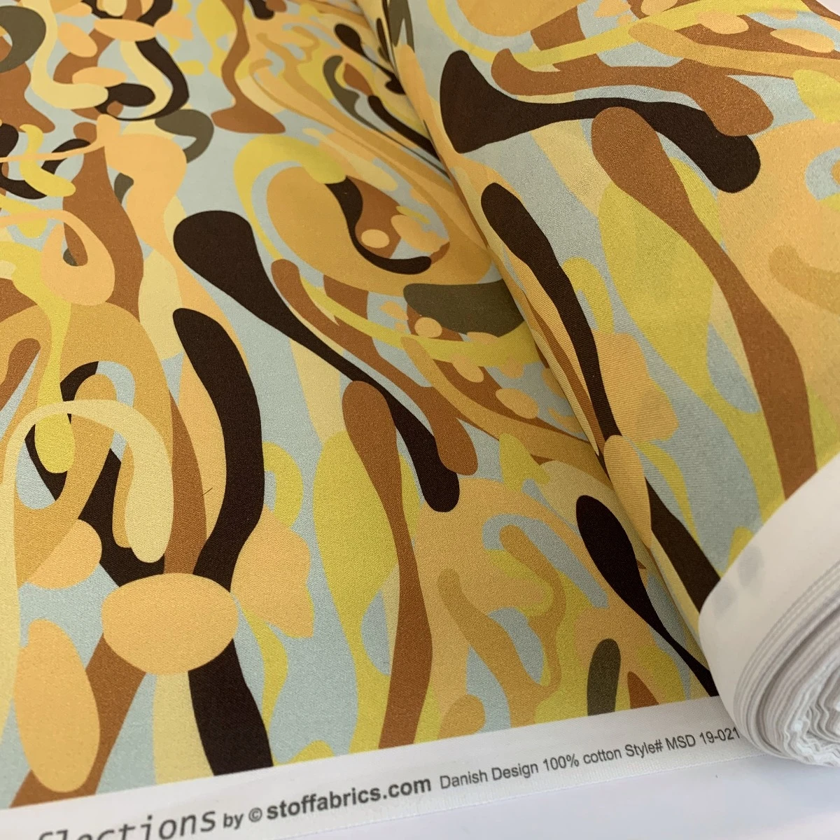 Stof Fabric - Camo Squiggles - Ochre 4 Stof Fabric - Camo Squiggles - Ochre - Image 2