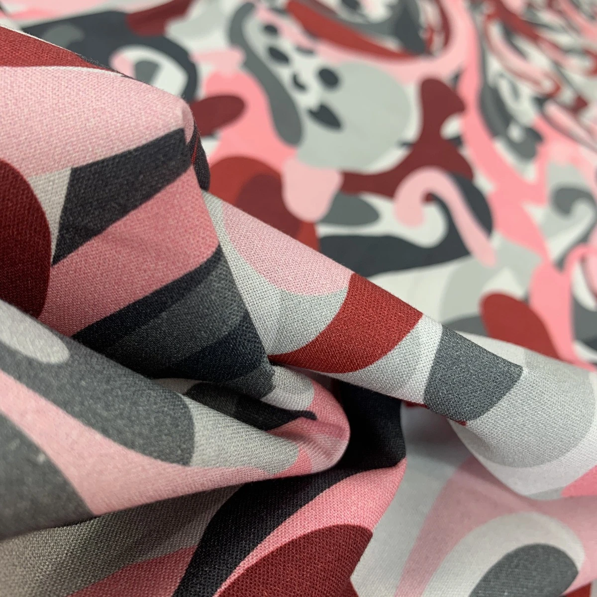 Stof Fabric - Camo Squiggles - Damson 3 Stof Fabric - Camo Squiggles - Damson