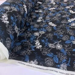 Stof Fabric - Midnight Floral 5 Stof Fabric - Midnight Floral -Croft Mill Store stof craft midnight floral japanese craft cotton fabric black blue white flowers roll