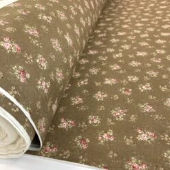 Stof Fabric - Shrubbery - Brown 5 Stof Fabric - Shrubbery - Brown -Croft Mill Store stof craft shrubbery brown japanese craft cotton fabric floral pink green flowers roll