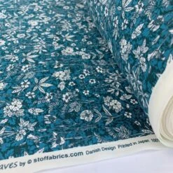 Stof Fabric - Turquoise Garden 5 Stof Fabric - Turquoise Garden -Croft Mill Store stof craft turquoise garden japanese craft cotton fabric blue teal white floral roll