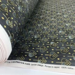 Stof Craft - Diamonds & Hearts 5 Stof Craft - Diamonds & Hearts -Croft Mill Store stoff craft christmas diamonds hearts gold diamonds and hearts on a black ground roll