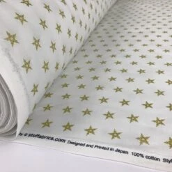 Stof Fabric - Christmas - Star Of Wonder 5 Stof Fabric - Christmas - Star Of Wonder -Croft Mill Store stoff craft christmas star of wonder gold stars on white roll