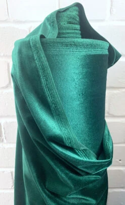 Stretch Velvet - Emerald -Croft Mill Store stretch velour bottle polyester elastane jersey velvet dress fabric cud1