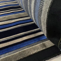 Super Trouper - Blue 6 Super Trouper - Blue -Croft Mill Store super trouper stiped velour blue black brown acrylic polyester viscose kanecaron furnishing fabric roll