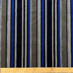 Super Trouper - Blue 7 Super Trouper - Blue -Croft Mill Store super trouper stiped velour blue black brown acrylic polyester viscose kanecaron furnishing fabric ruler