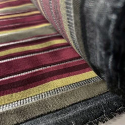 Super Trouper - Burgundy 6 Super Trouper - Burgundy -Croft Mill Store super trouper stiped velour burgundy black beige acrylic polyester viscose kanecaron furnishing fabric roll