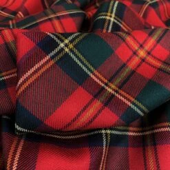 Wool Tartan - Muted - Red 12 Wool Tartan - Muted - Red -Croft Mill Store tartan muted red woollen checked red muted suiting fabric close up fabric photo
