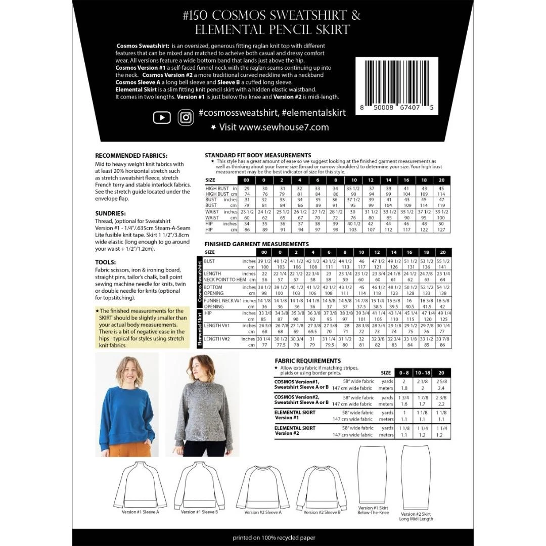 Sew House Seven - Cosmos Sweatshirt & Skirt Pattern (Sizes 00-20) 4 Sew House Seven - Cosmos Sweatshirt & Skirt Pattern (Sizes 00-20) - Image 2