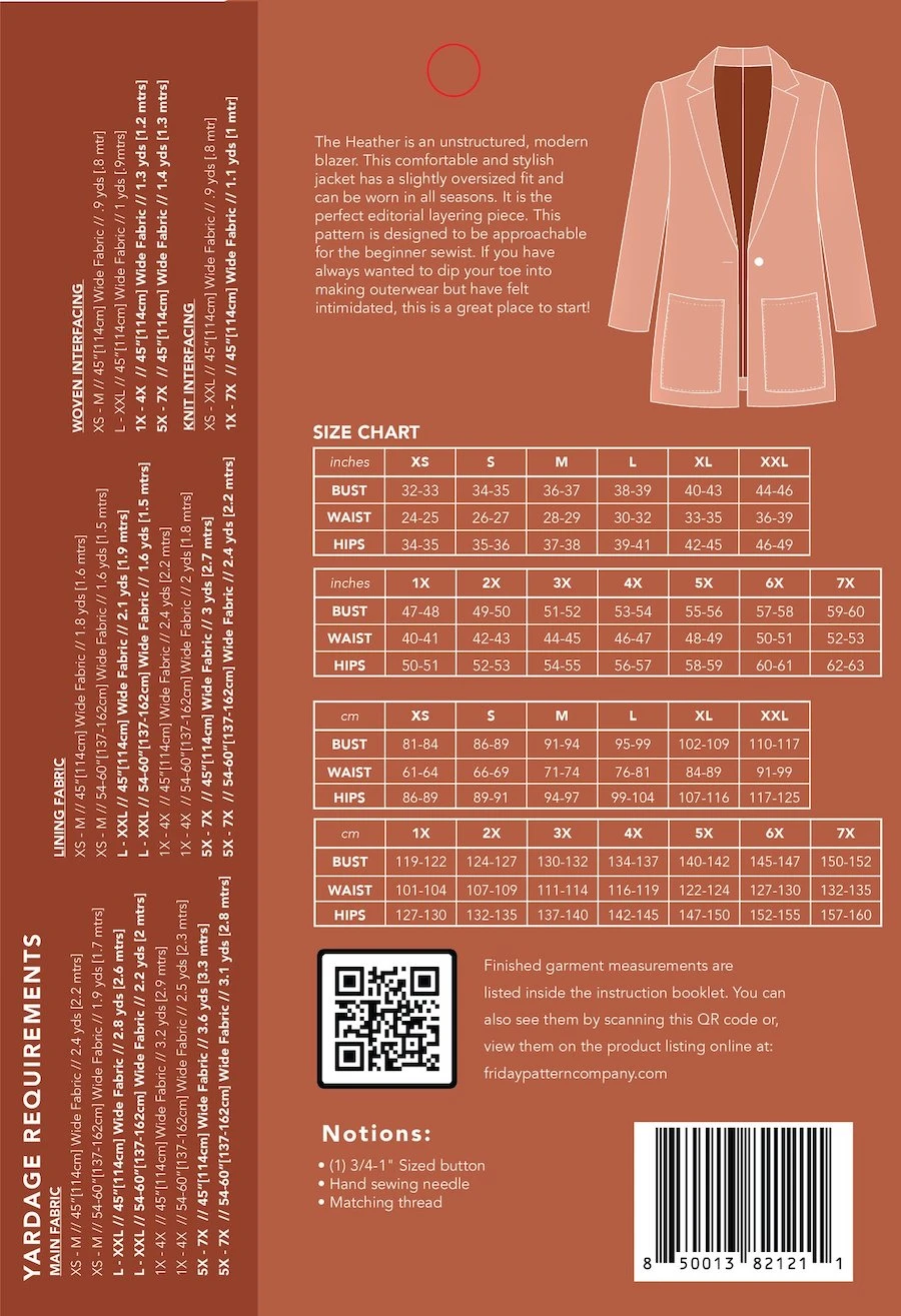 Friday Pattern Company - Heather Blazer Pattern (Sizes XS-7X) 4 Friday Pattern Company - Heather Blazer Pattern (Sizes XS-7X) - Image 2