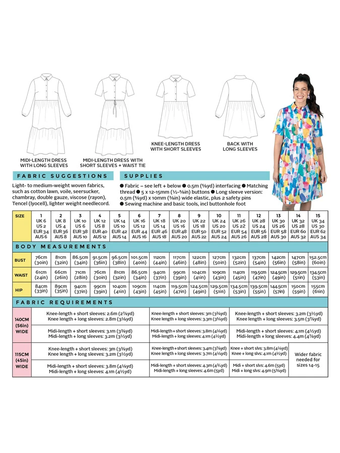 Tilly And The Buttons - Lyra Shirt Dress Pattern (UK 6-34) 4 Tilly And The Buttons - Lyra Shirt Dress Pattern (UK 6-34) - Image 2