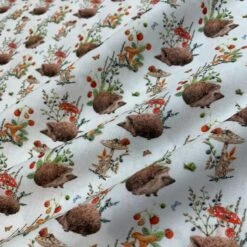 Cotton - Hedgehogs & Mushrooms