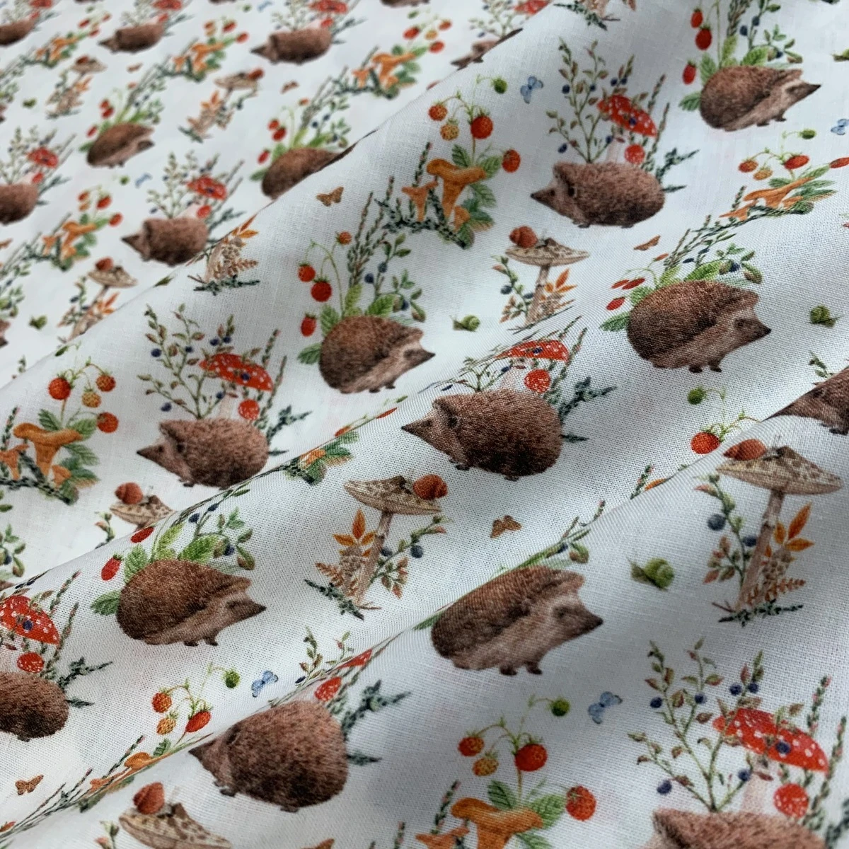 Cotton - Hedgehogs & Mushrooms 3 Cotton - Hedgehogs & Mushrooms