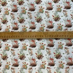 Cotton - Hedgehogs & Mushrooms 8 Cotton - Hedgehogs & Mushrooms -Croft Mill Store true craft hedgehogs strawberries mushrooms white 100 cotton scale