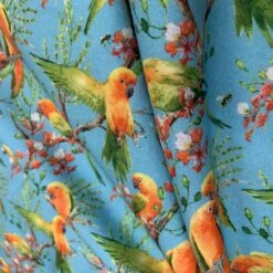 Cotton - Parrots - Aqua