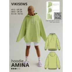 Vikisews - Amina Hoodie Sewing Pattern (UK 6-24)