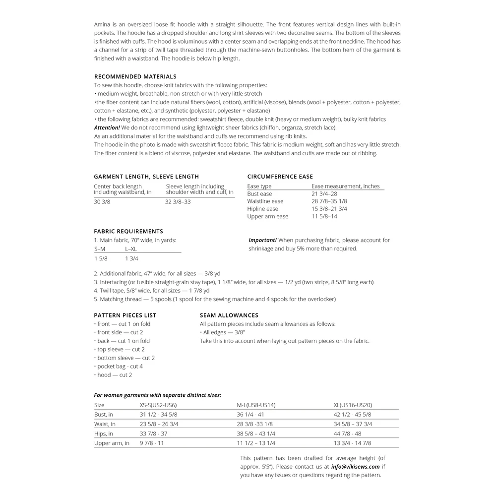 Vikisews - Amina Hoodie Sewing Pattern (UK 6-24) 6 Vikisews - Amina Hoodie Sewing Pattern (UK 6-24) - Image 4