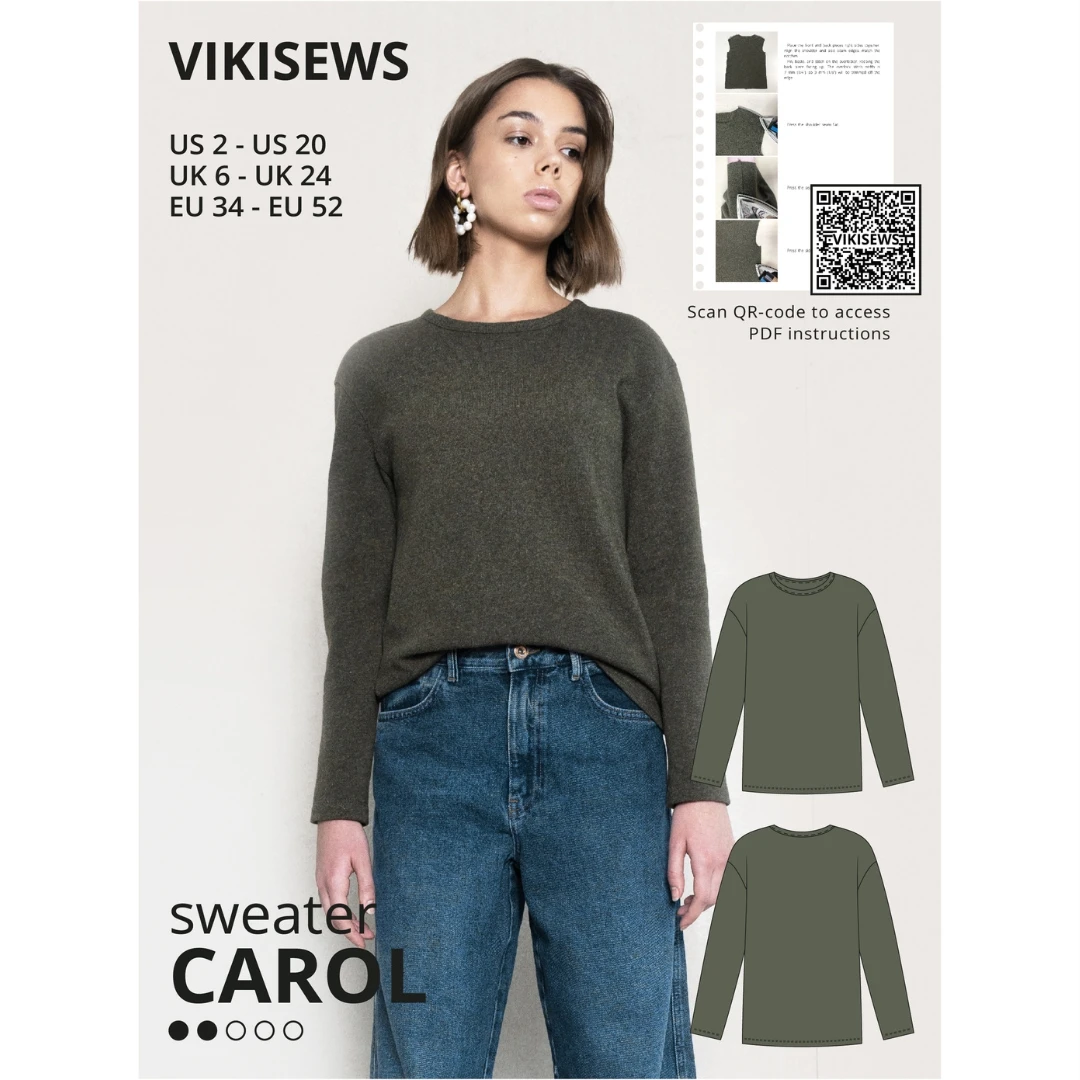 Vikisews - Carol Sweater Sewing Pattern (UK 6-24) 3 Vikisews - Carol Sweater Sewing Pattern (UK 6-24)