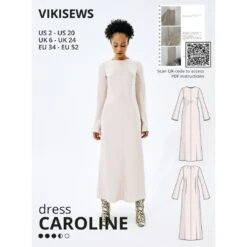 Vikisews - Caroline Dress Sewing Pattern (UK 6-24)