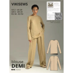 Vikisews - Demi Blouse Sewing Pattern (UK 6-24)
