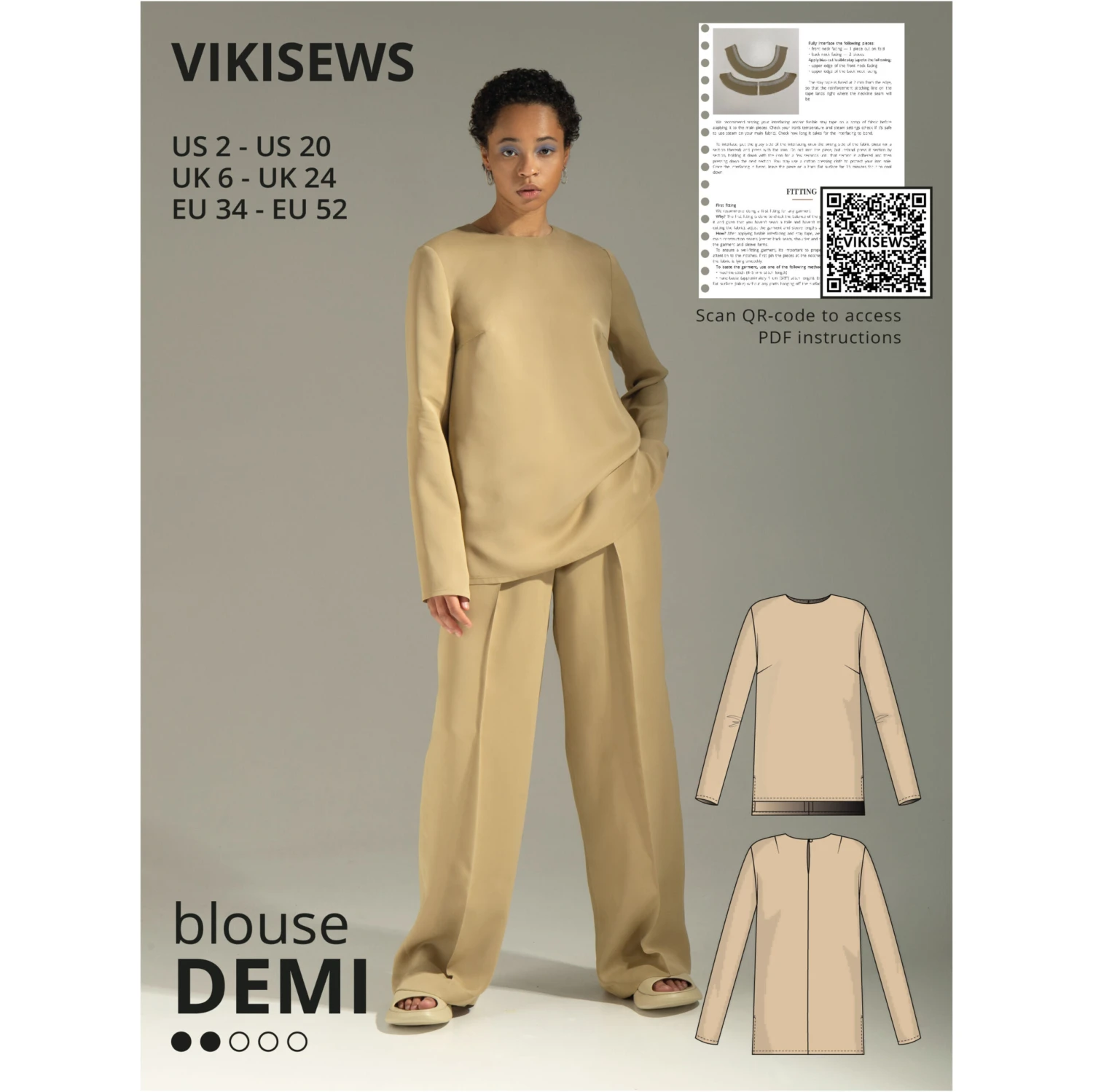 Vikisews - Demi Blouse Sewing Pattern (UK 6-24) 4 Vikisews - Demi Blouse Sewing Pattern (UK 6-24) - Image 2