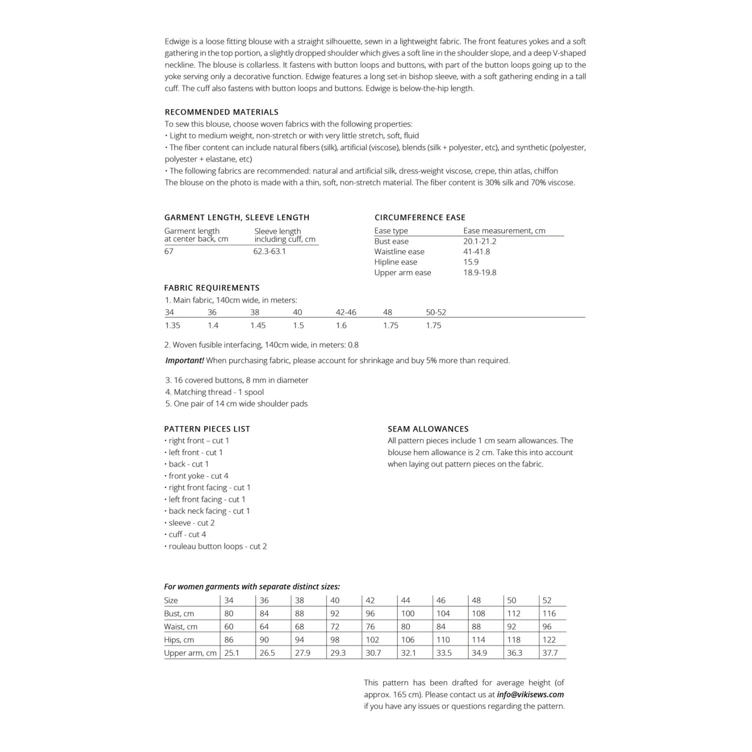 Vikisews - Edwige Blouse Sewing Pattern (UK 6-24) 4 Vikisews - Edwige Blouse Sewing Pattern (UK 6-24) - Image 2