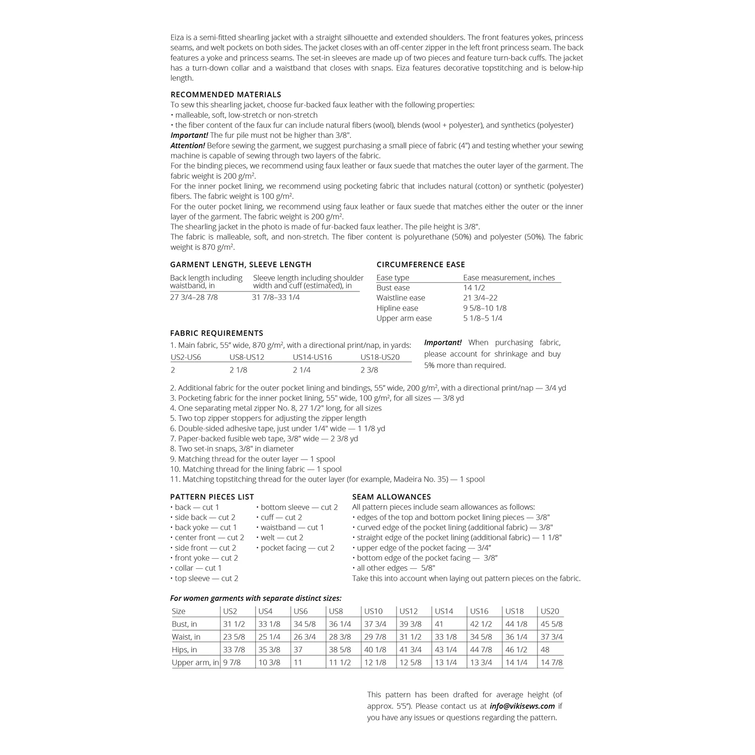 Vikisews - Eiza Shearling Jacket Pattern (UK 6-24) 4 Vikisews - Eiza Shearling Jacket Pattern (UK 6-24) - Image 2
