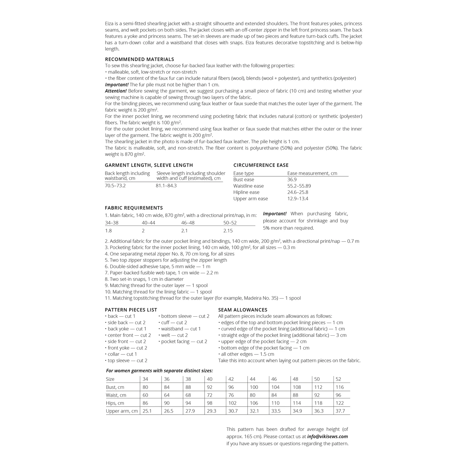 Vikisews - Eiza Shearling Jacket Pattern (UK 6-24) 5 Vikisews - Eiza Shearling Jacket Pattern (UK 6-24) - Image 3
