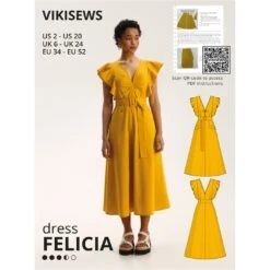 Vikisews - Felicia Dress Sewing Pattern (UK 6-24)