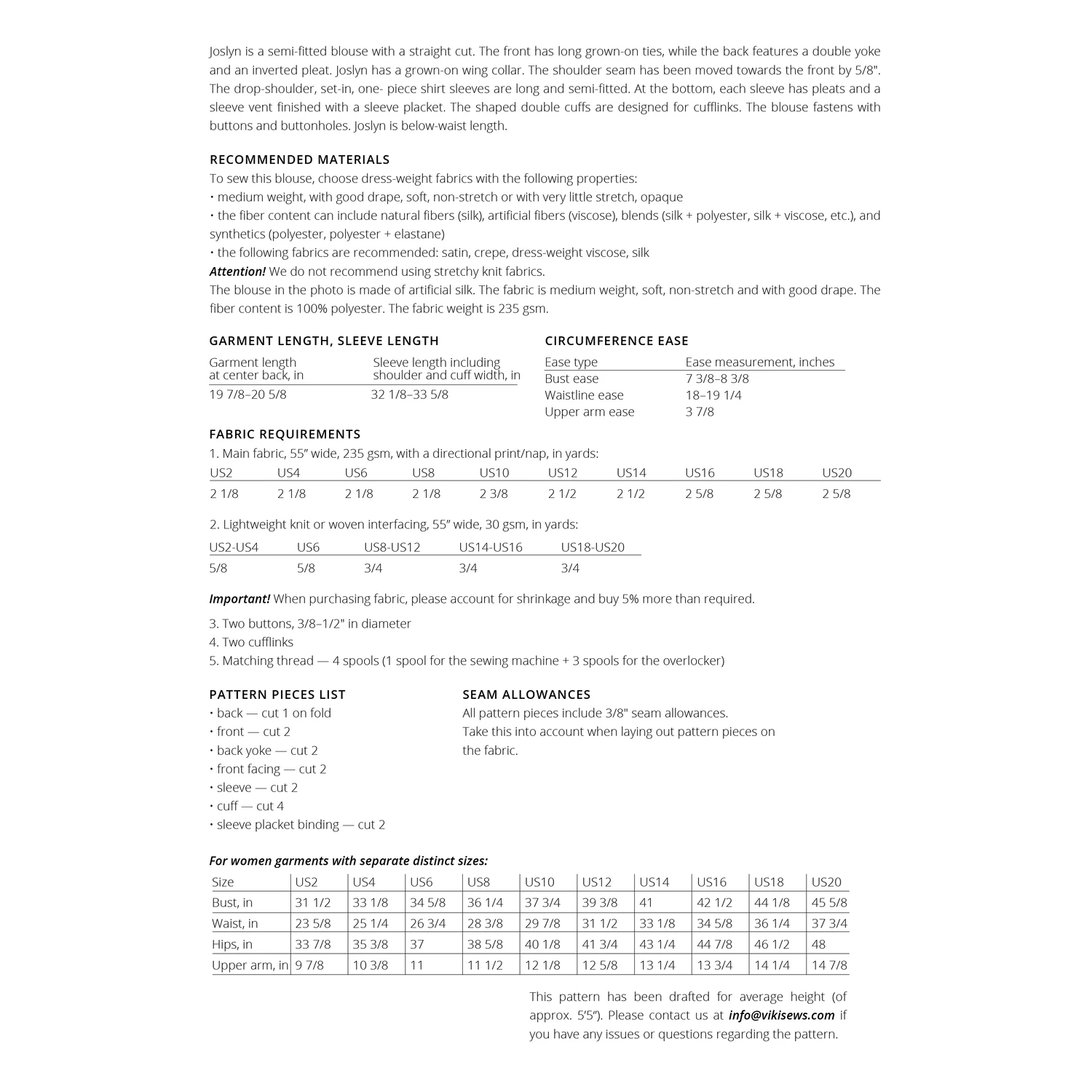 Vikisews - Joslyn Blouse Sewing Pattern (UK 6-24) 4 Vikisews - Joslyn Blouse Sewing Pattern (UK 6-24) - Image 2