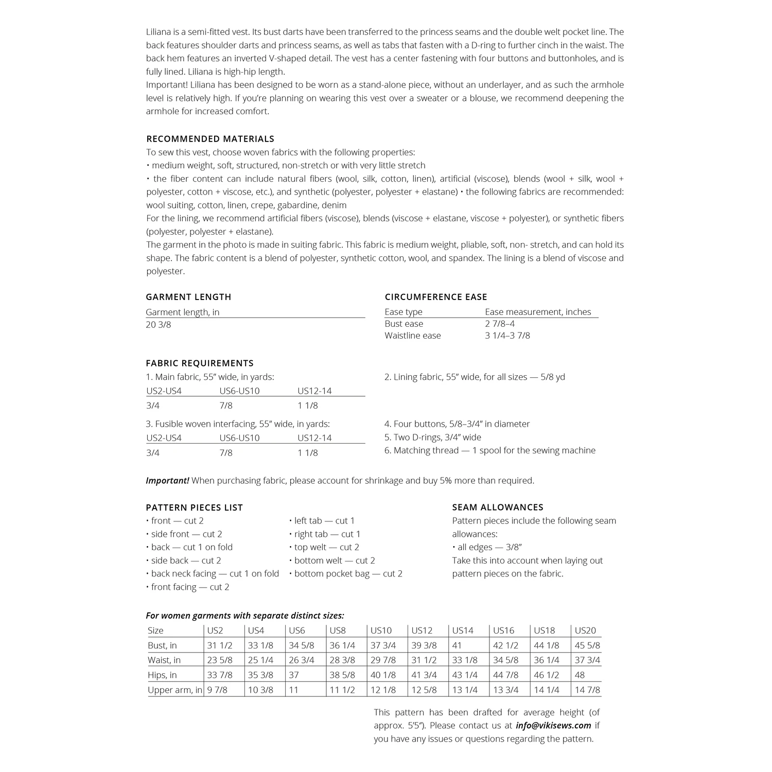 Vikisews - Liliana Vest Sewing Pattern (UK 6-18) 4 Vikisews - Liliana Vest Sewing Pattern (UK 6-18) - Image 2