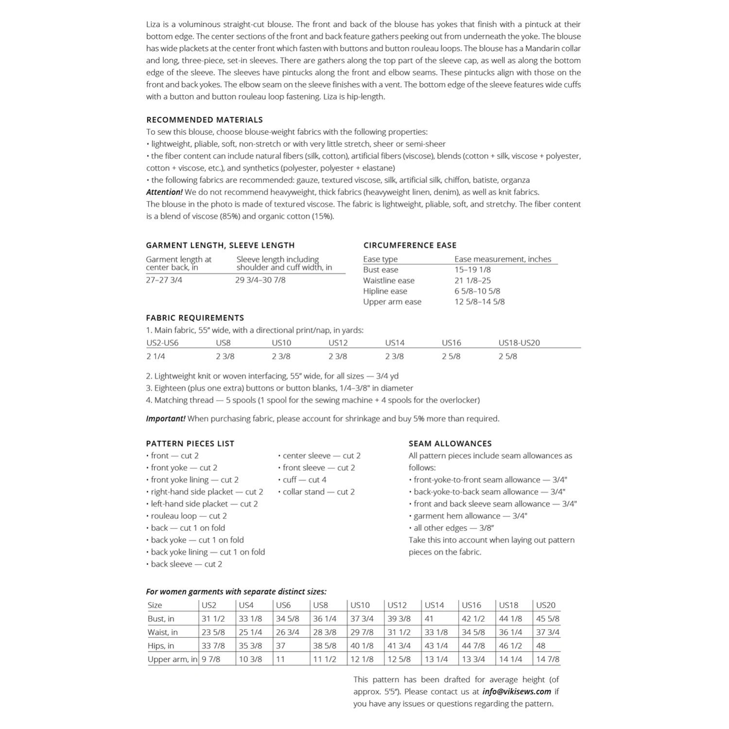 Vikisews - Liza Blouse Sewing Pattern (UK 6-24) 4 Vikisews - Liza Blouse Sewing Pattern (UK 6-24) - Image 2