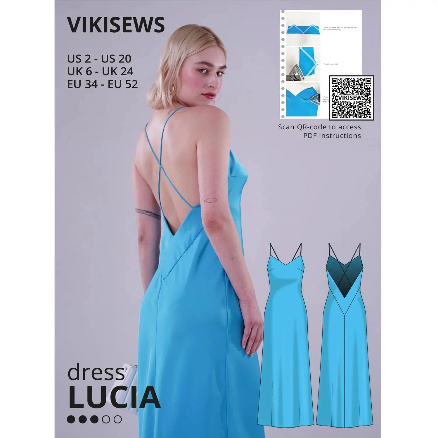 Vikisews - Lucia Dress Sewing Pattern (UK 6-24) 3 Vikisews - Lucia Dress Sewing Pattern (UK 6-24)