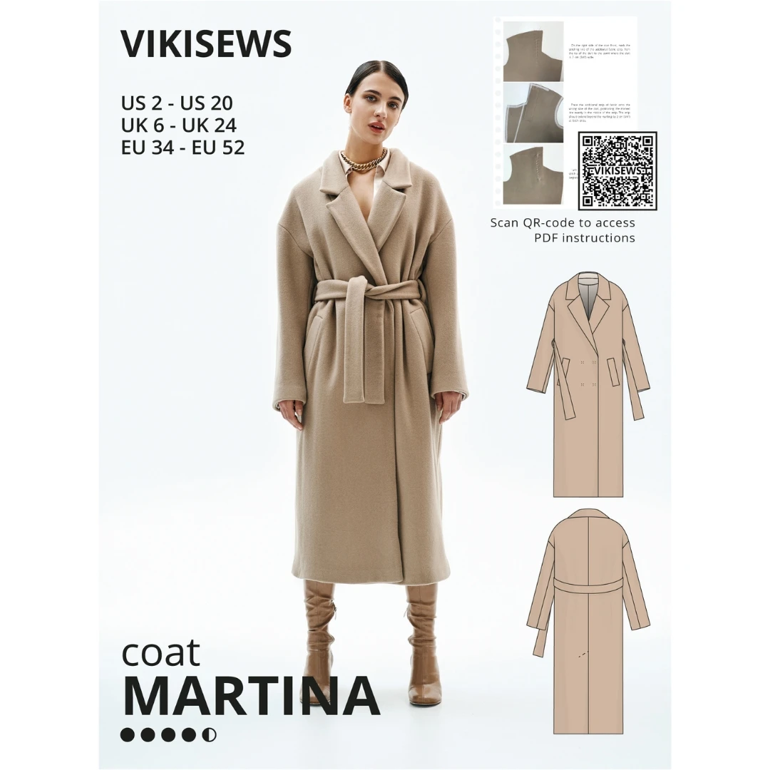 Vikisews - Martina Coat Sewing Pattern (UK 6-24) 3 Vikisews - Martina Coat Sewing Pattern (UK 6-24)