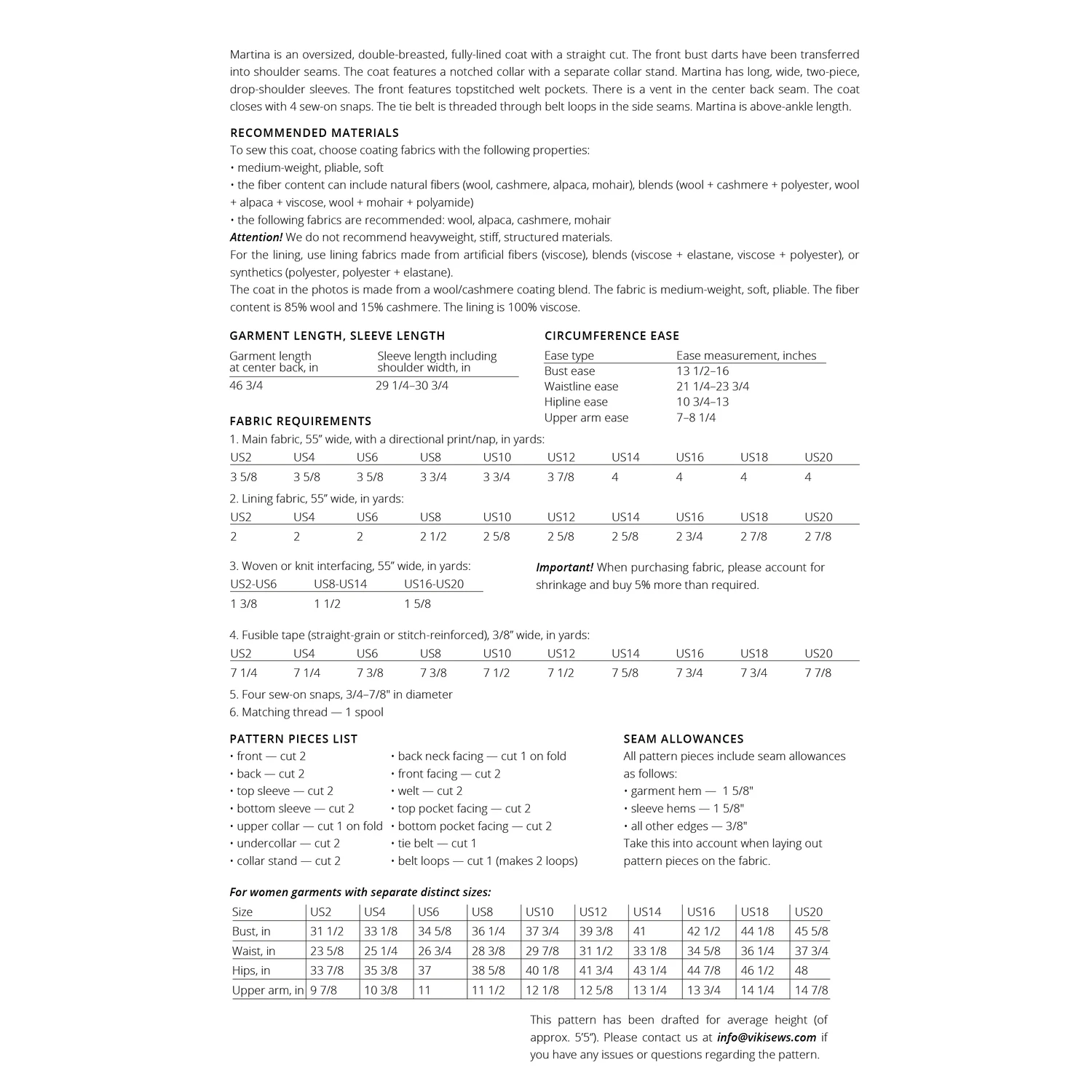 Vikisews - Martina Coat Sewing Pattern (UK 6-24) 4 Vikisews - Martina Coat Sewing Pattern (UK 6-24) - Image 2