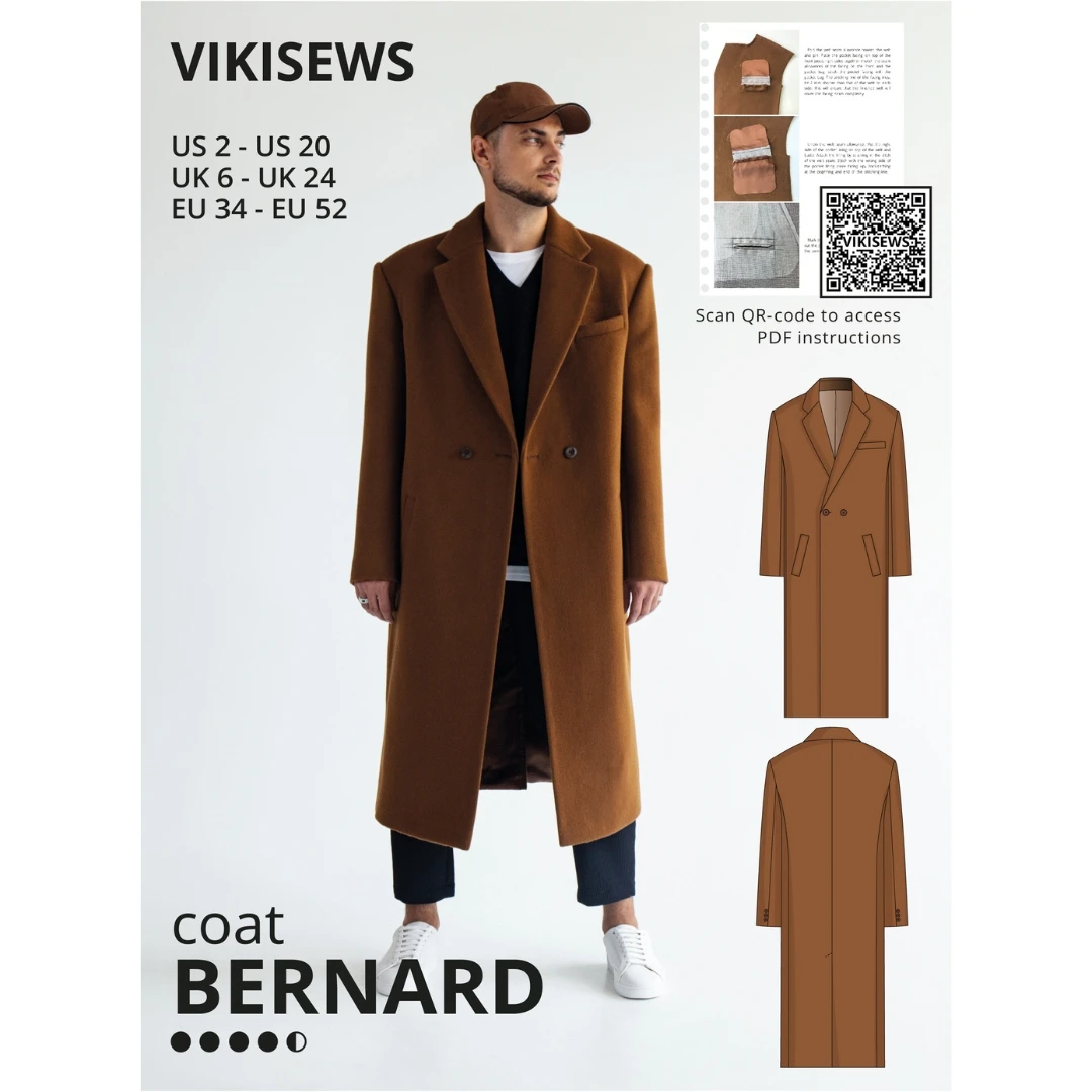 Vikisews - Men’s Bernard Coat Pattern (UK 28-44) 3 Vikisews - Men’s Bernard Coat Pattern (UK 28-44)