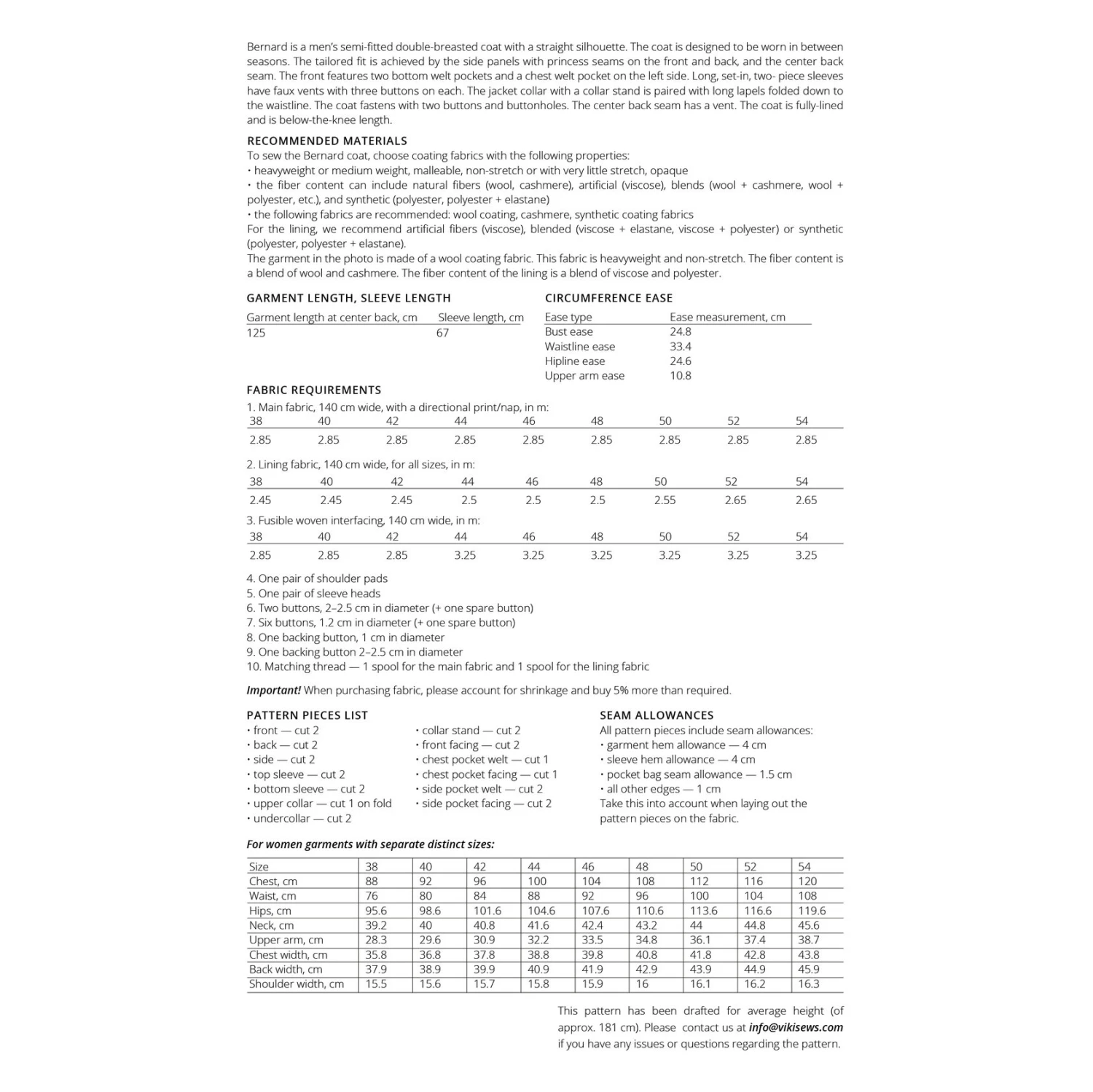 Vikisews - Men’s Bernard Coat Pattern (UK 28-44) 4 Vikisews - Men’s Bernard Coat Pattern (UK 28-44) - Image 2