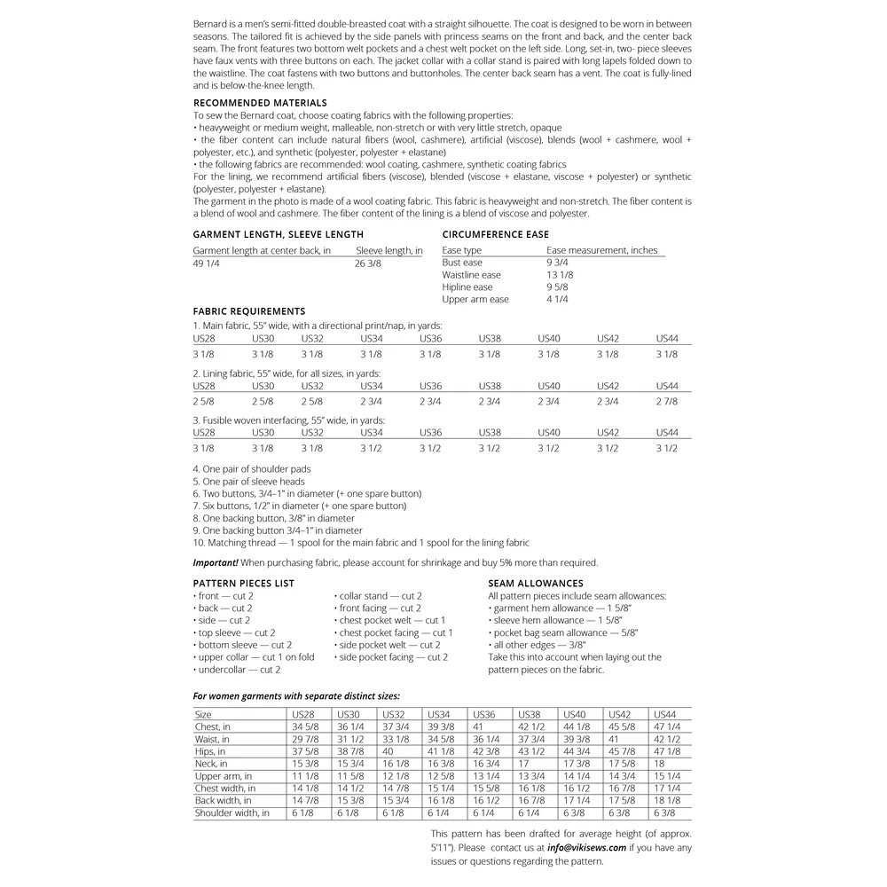 Vikisews - Men’s Bernard Coat Pattern (UK 28-44) 6 Vikisews - Men’s Bernard Coat Pattern (UK 28-44) - Image 4