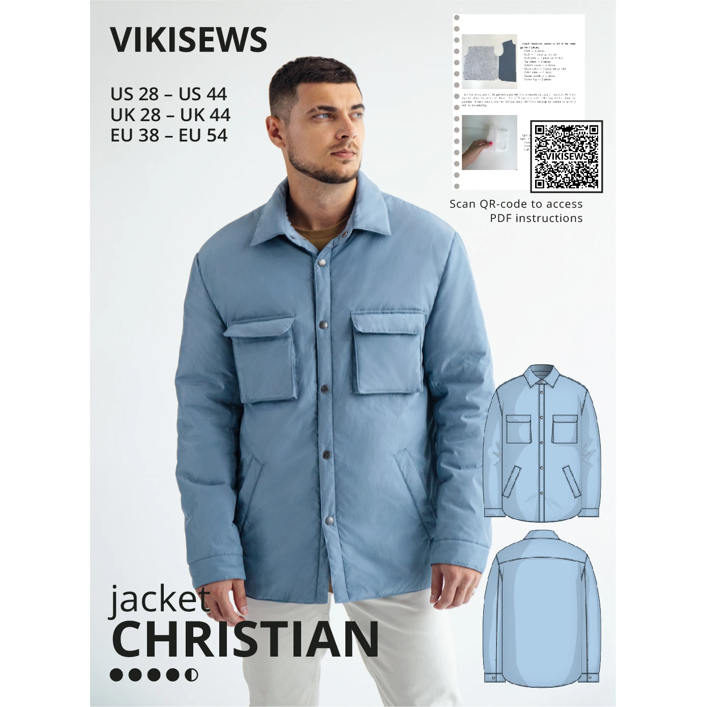 Vikisews - Men’s Christian Jacket Pattern (UK 28-44) 3 Vikisews - Men’s Christian Jacket Pattern (UK 28-44)