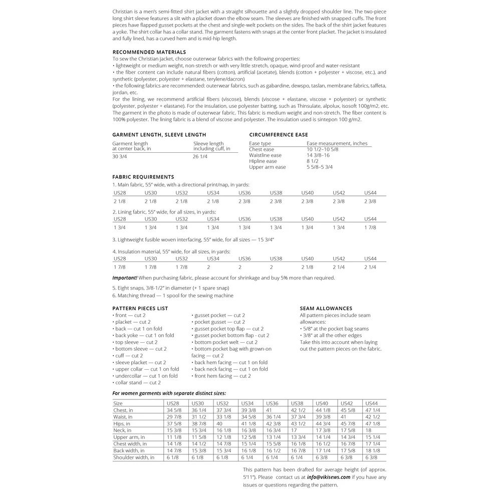 Vikisews - Men’s Christian Jacket Pattern (UK 28-44) 6 Vikisews - Men’s Christian Jacket Pattern (UK 28-44) - Image 4