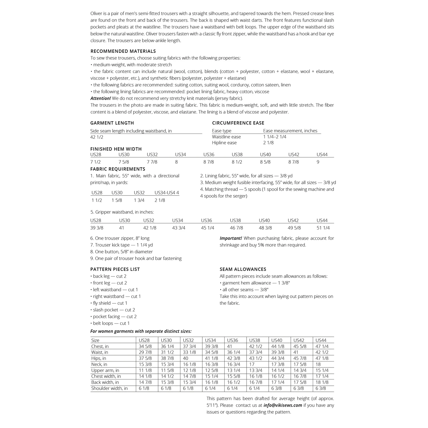 Vikisews - Men’s Oliver Trousers Pattern (UK 28-44) 4 Vikisews - Men’s Oliver Trousers Pattern (UK 28-44) - Image 2