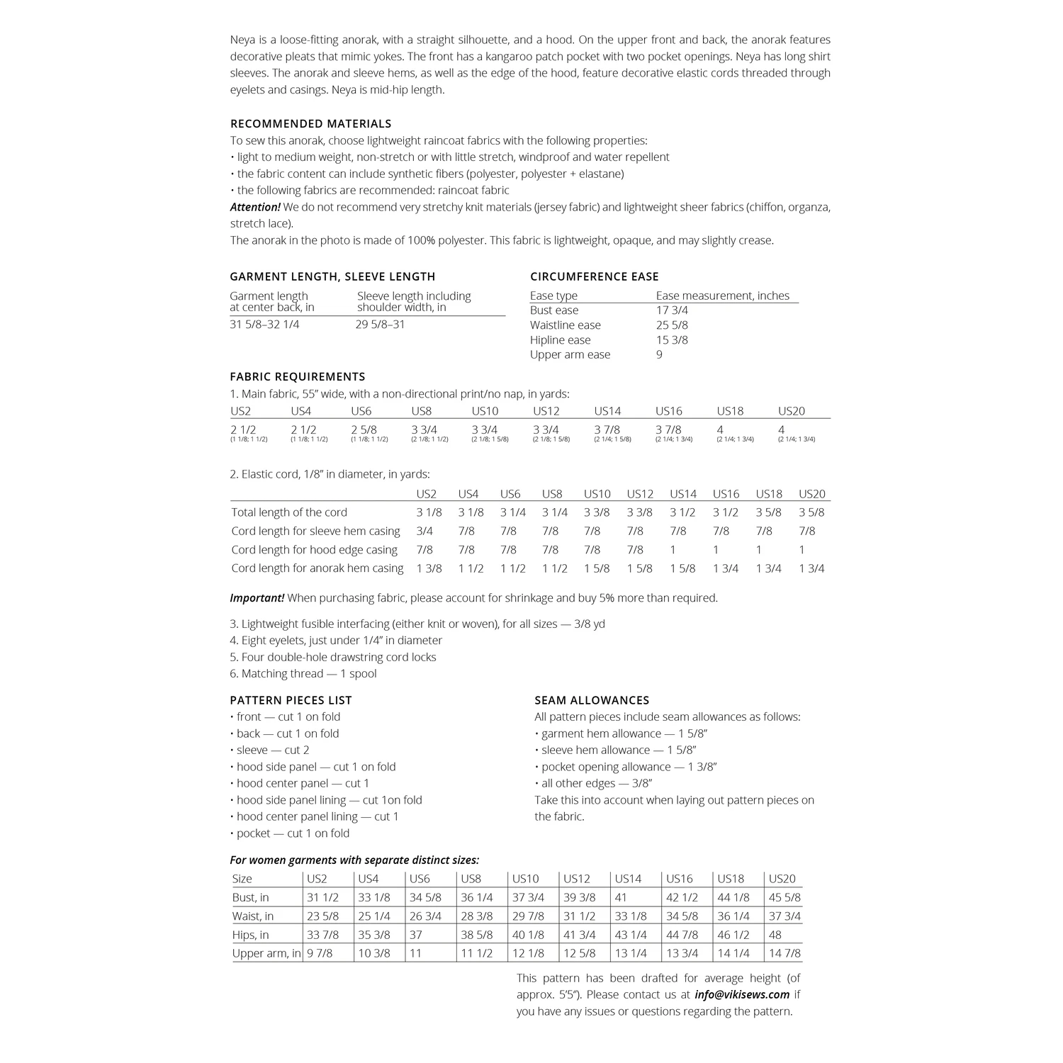Vikisews - Neya Anorak Sewing Pattern (UK 6-24) 4 Vikisews - Neya Anorak Sewing Pattern (UK 6-24) - Image 2
