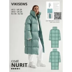 Vikisews - Nurit Coat Sewing Pattern (UK 6-24)